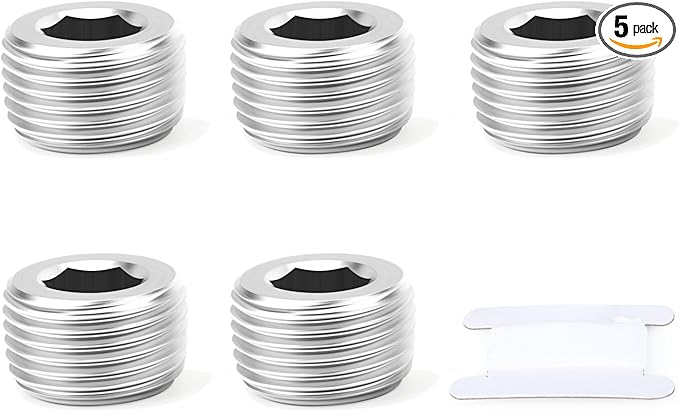 5PCS 304 Stainless Steel Internal Hex Thread Socket Pipe Plug Fitting, 1/2" NPT Male, for Fuel/Airl/Water/Gas/Oil