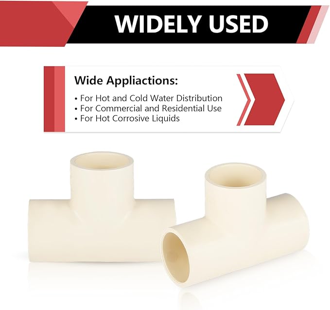 20-PACK EFIELD CPVC Tee Fittings,1" CPVC-CTS Slip Tee for Hot and Cold Water Pressure Distribution Systems,(CPVC022-20PCS)