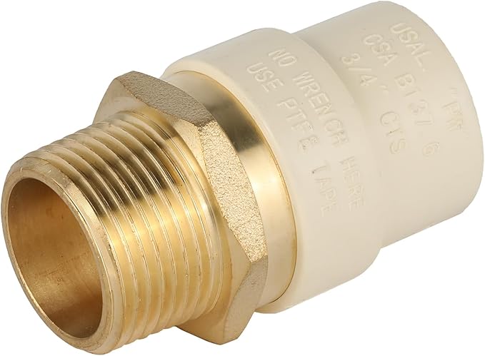 (Pack of 5) EFIELD 3/4"CPVC X 3/4"Male Thread NPT Transition Coupling,Brass Adapter Pipe Fitting (Male NPT x CPVC),(CPVC056-5)