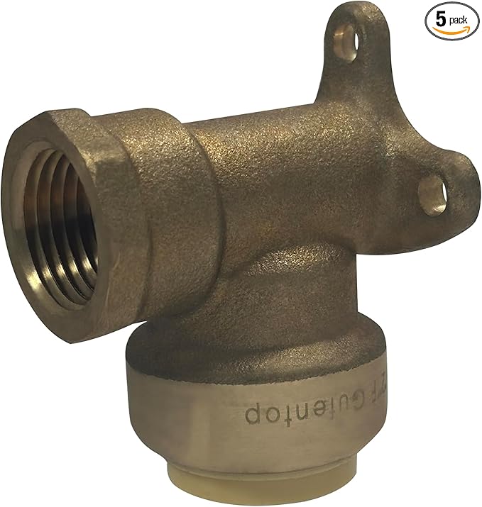 XFITTING Push Fit 3/4 Inch x 1/2 Inch Female NPT Elbow with Drop Ear, 5 Pieces