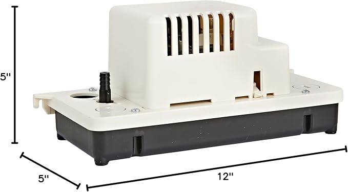 Little Giant VCCA-20ULS 115-Volt, 60 Hz, 1/30 HP, 80 GPH Low-Profile Automatic Condensate Removal Pump with Safety Switch, White/Black, 554201101
