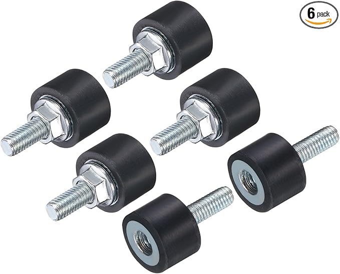 uxcell 6pcs M5x15mm Rubber Isolator Mounts with Studs 15x10mm Male Female Vibration Shock Absorber Zinc Plated Cylindrical Thread Mounts Anti Vibration Isolators with 6pcs M5 Lock Nuts