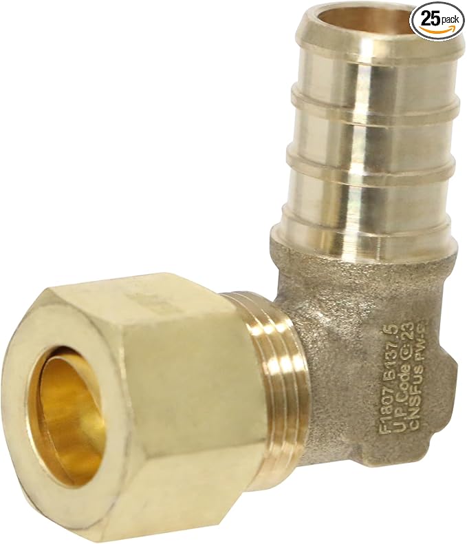 XFITTING OD Compression Pex 3/8 Inch x 1/2 Inch Pex Elbow, 26-5-1=25X, 25 Pieces