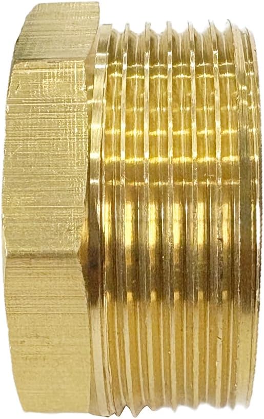 1-1/2" NPT Male x 1-1/4" NPT Female Brass Reducer Hex Bushing Threaded Pipe Fitting Reducing Adapter Pack of 1