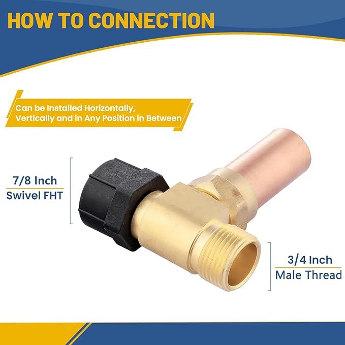 Water Hammer Arrestor,7/8" Female Swivel Ballcock Nut X 3/4" Male Thread Copper Water Arrestor for Toilet Connection(10PACK,Copper Arrestor)(HAMMER024-10Pack)