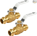 (Pack of 2) BH 3/4" Pro Press Ball Valve with EPDM O-ring, Fittings to Press into 3/4" Copper Tubing Connection, BH Brass 2pcs