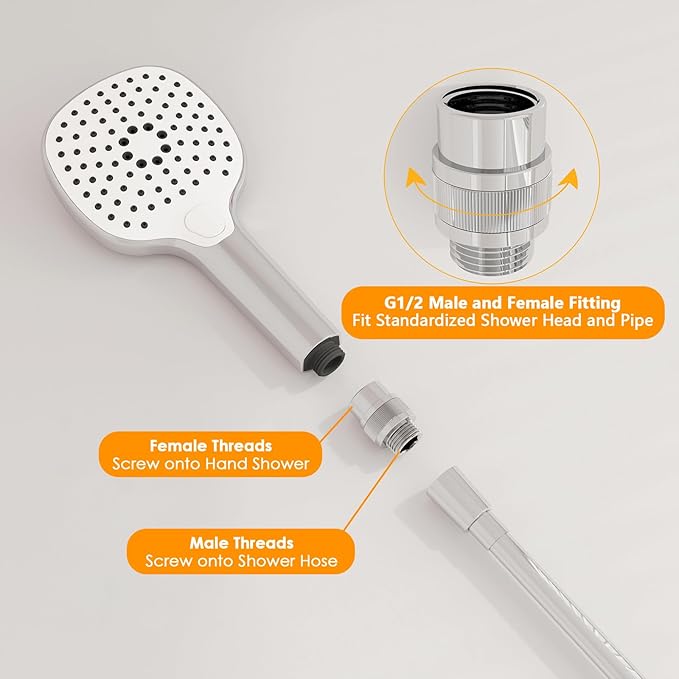 Shower Head Shut Off Valve G1/2'' Shower Flow Control Valve Brass Shut Off Valve for Handheld, Shower Arm or Bidet Sprayer(Chrome)
