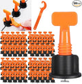 100 Pack TMKOOL Tile Leveling System 98pcs Reusable T Type Tile Leveler Clip + 2x Wrench Tile Installation Tool Kit for Stone Installation (100PCS Leveler Clip)