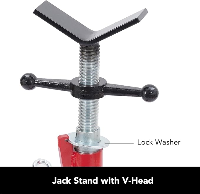 Adjustable Pipe Stand with Wheels, Heavy Duty 2500LBS Folding Welding Stand, 28 to 52 Inch V-Head Pipe Jack Stand for Pipe Welding & Threading