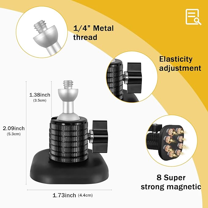 Powerful Magnetic Secured Camera Mount with 1/4" Thread fits for WYZE Cam 3,Blink XT2/3,360° Adjustment Camera Stand Base Attach to Smooth Metal Surface, Ideal for Cruise,RV,Carport Garage Security