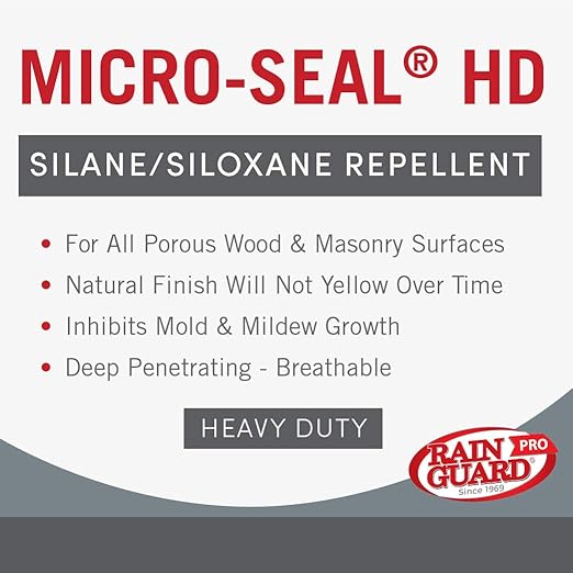 Rain Guard Water Sealers CR-2401 Micro-Seal HD Concentrate HIGH Solids Sealer Covering Up to 3000 Sq. Ft. All Masonry Surfaces. 1 Gallon Clear Penetrating Silane and Siloxane Professional Grade.
