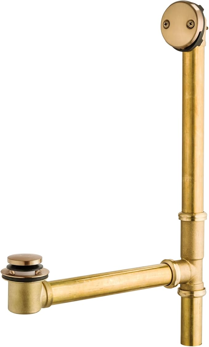 Artiwell 1-1/2" Brass Tubular Bath Drain Kit with Tip-Toe Bath Drain Stopper, Touch-Toe Tub Drain, Tip Toe Bathtub Drain Waste and Overflow With Plug and Bathtub Overflow Drain Cover, Champagne Bronze