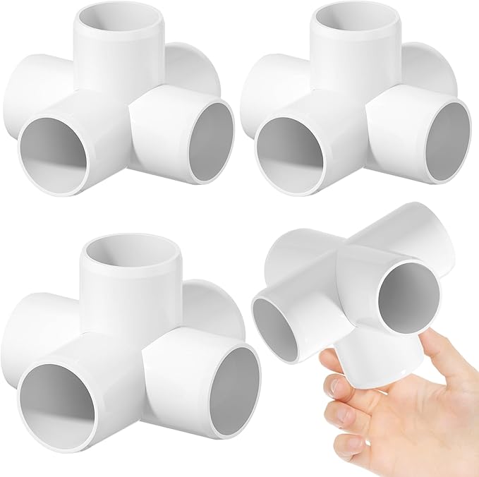 4PCS 1-1/2Inch Elbow PVC Fittings, 5-Way Heavy Duty PVC Pipe Fitting, Furniture Grade Pipe Fitting Connector Corner Fitting for Water Supplies Build Furniture Frame DIY Garden Shelf Greenhouse