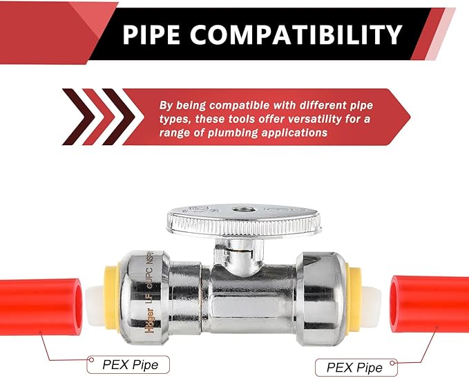 (Pack of 10) EFIELD Push Fit 1/4 Turn Straight Stop Valve Water Shut Off 1/2 Inch Push x 1/2 Inch Push, Chrome with a Disconnect Clip,(PF-VALVE035-10PCS)