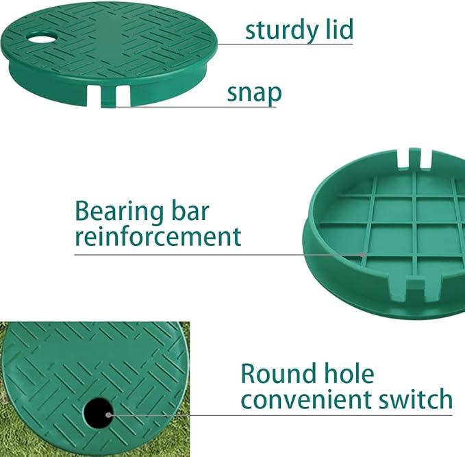 Cunguv Valve Box Cover Lid Sprinkler Valve Box Lid Replacement ID 5.5" OD 6" for Circular Irrigation Control 3 Pieces
