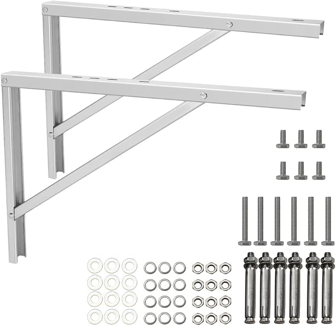 popmoon Wall Mounting AC Brackets up to 440lb/200kg Split Air Conditioner Bracket 21 5/8" Lx16 H Bracket Air Conditioner Bracket Set Adjustble 9000 Btu to 36000 Btu