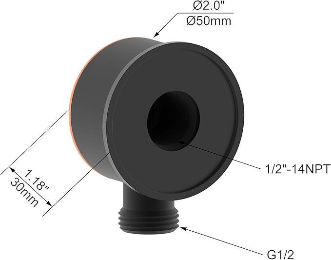 SA-0045-ORB Round Handheld Shower Wall Supply Elbow, Wall-Mount Hose Connector, without Shower Head and Hose,Oil Rubbed Bronze Finished