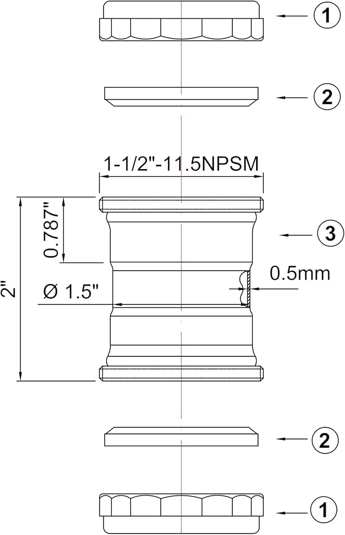 ZM 1-1/2-Inch or 1-1/4-Inch by 1-1/2-Inch Straight Extension Coupling Trap Adapter, Brass