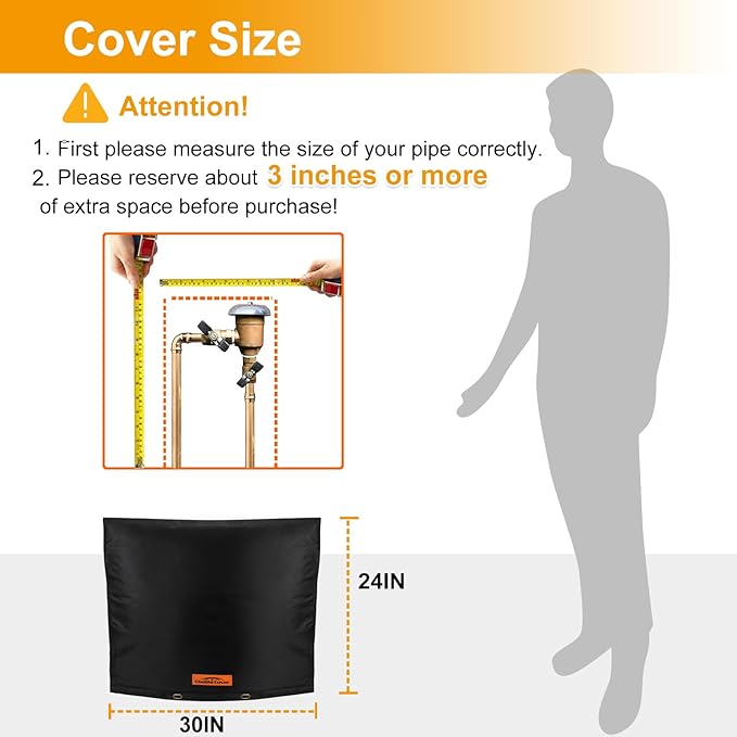 Backflow Preventer Cover Insulated with Thicker 7 Layers Fabric, 30" W x 24" H Backflow Cover with Aluminum Foil Layer for Winter Pipe Freeze Protection, Backflow Insulation Cover
