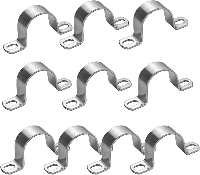 10 PCS 35mm Heavy Duty U-Tube Strap Clamp-2 Hole,Stainless Steel-304 Rigid U-Bracket Pipe Strap Clamp Hanger Fastener ID 1 3/8"