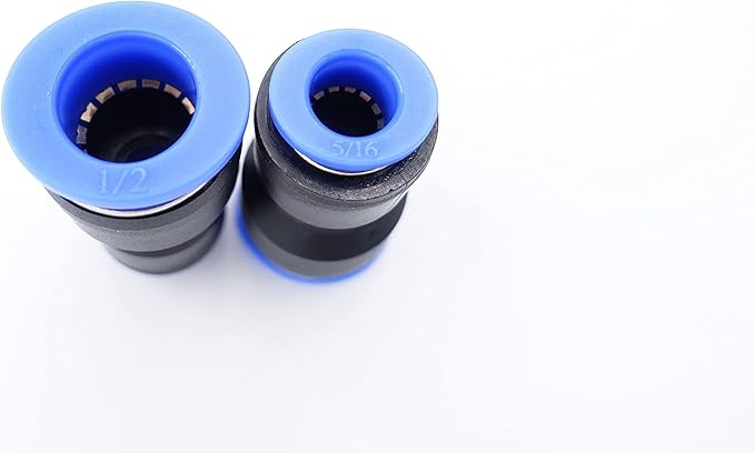 Push to Connect Fitting 1/2" Tube OD x 5/16" Tube OD Reducer, Pneumatic Air Water Straight Union Two Way Connector/Coupler (Pack of 5)