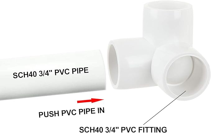 24 Pack 3/4 Inch PVC Fittings - Pipe Fitting 3 Way Elbow Connector - PVC Tee Furniture Joint Corner Fitting for Building Furniture Greenhouse Shed Pipe Tent Connection