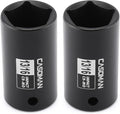 CASOMAN 2PCS 3/8" Drive 13/16" 5-Point Impact Grade Utility Socket, CR-MO, Removes and Installs Penta Nuts and Bolts