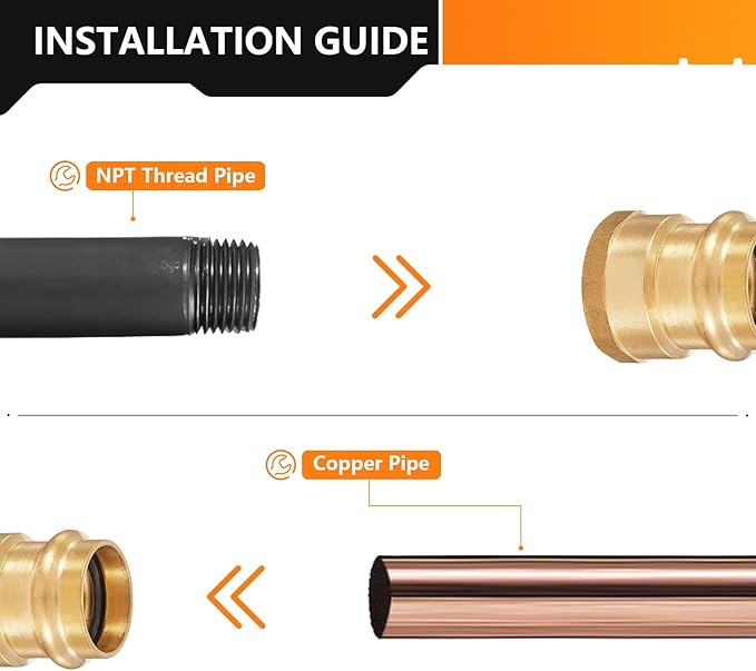 10-Pack HeSun Copper Press Fitting Adapter,1/2" Press X 1/2" Female NPT Adapter, LF Brass(PEX1807354)