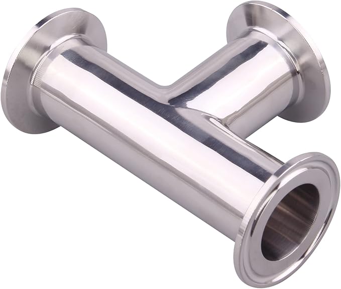 DERNORD Clamp Tee 3 Way Stainless Steel 304 Sanitary Fitting Fits 1.5" Tri-clamp, 32mm Pipe OD