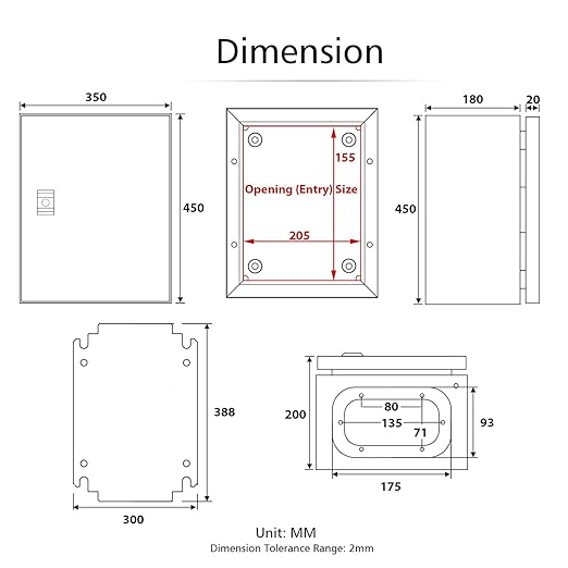 QILIPSU Metal Electrical Box IP65 Waterproof Steel Project Enclosure Lockable Weatherproof Electric Junction Box for Indoor & Outdoor Use 18"x14"x8"