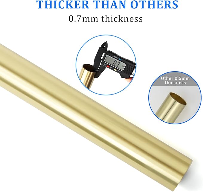 Flanged Sink Tailpiece 1-1/4 in. OD, 12 inch Brass Extension Tube for Trap, Drain Connections, Siphon Immersion Pipe For Bathroom Under Sink, Brushed Gold