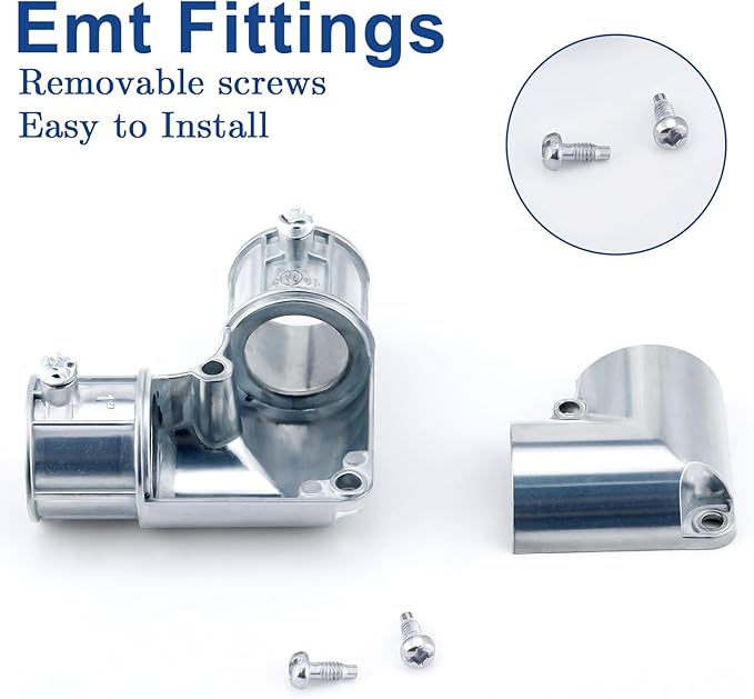Gisafai 5 Pcs EMT Conduit Fittings Inside Corner Pull Elbow, EMT 90 Degree Metal Conduit Capped Corner Coupling, Combo Head Set Screw, Zinc Die Cast, Silver (1 Inch)