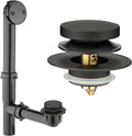 (1 Pack) Yariwiz 1-1/2" Matte Black Bathtub Tub Drain Kit Bath Waste Overflow Drain Tube Assembly with Bathtub Fast Installing Pop Up Plug and Overflow Faceplate Matte Black