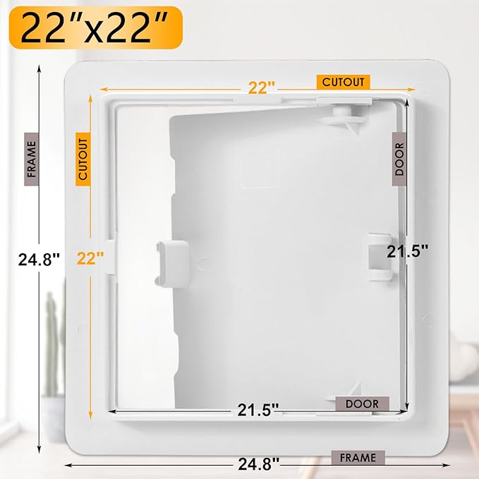 Suteck Plumbing Access Panel for Drywall Ceiling 22 x 22 Inch Reinforced Plastic Wall Access Doors Removable Hinged White