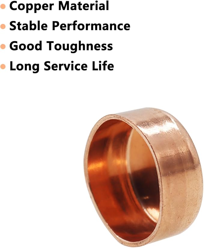 Copper Pipe Cap,TTZEZE Copper End Cap,Certified Safe Pressure Copper Cap Plug,Solid Sweat Solder Connection,Pure Copper Plumbing Cap for Plumbing HVAC Air Conditioner 28.6mm/1.12''10PCS