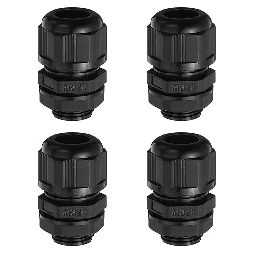 MECCANIXITY 4 Pcs M20 Cable Gland, 9-14mm Wire Hole Waterproof Nylon Joint for Cable Fixing, Wiring, Repairing, Gland Replacement, Electrical Appliances, Black