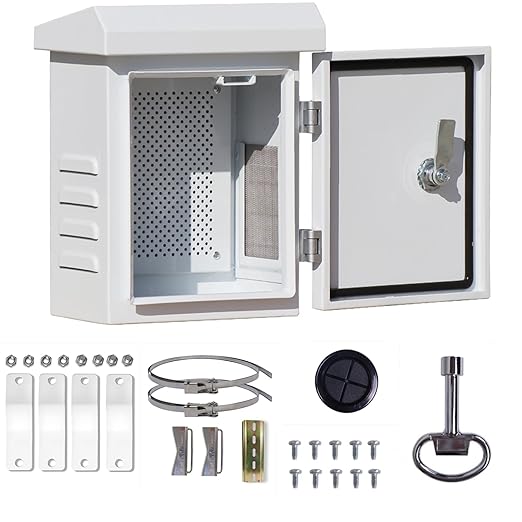 Outdoor Electrical Enclosure Weatherproof Box - 9.1 * 11.6 * 5.7" Galvanized Plate Electrical Enclosure,with Removable Mounting Plate and Wall/Pole mounting kit (23 * 29.5 * 14.5cm)