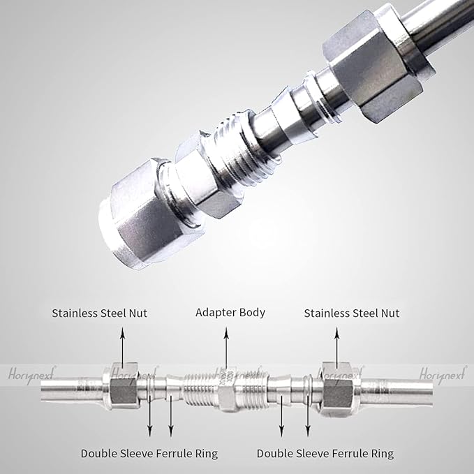 Stainless Steel 304 Compression Fitting to connect 1/4 inch OD tube x 1/4 NPT Male thread Coupler, for brass copper stainless steel tubing