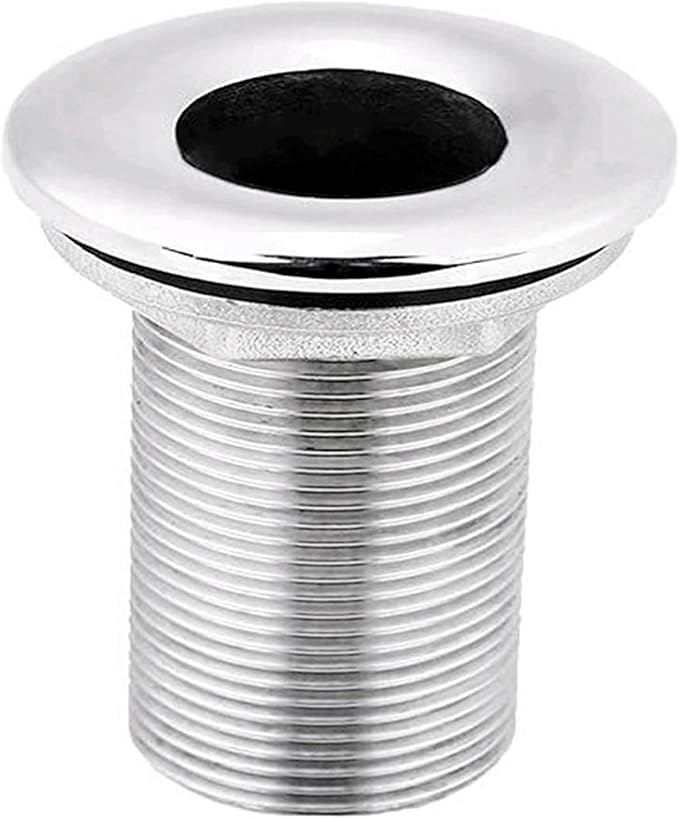 1Pack Stainless Steel 316 Straight Thru Hull Fitting Drain Thread Hose Barb Scupper Hose with Nut，Marine Bilge Pump Drain Vent Aerator Hose Yacht Water Outlet Port