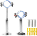 AKIHISA 2 Pcs 304 Stainless Steel Pipe Supports, Wall Mount Ceiling Mount Pipe Hanger, Pipe Holder for OD Pipe 80-89MM Adjustable Height Range 100-200mm
