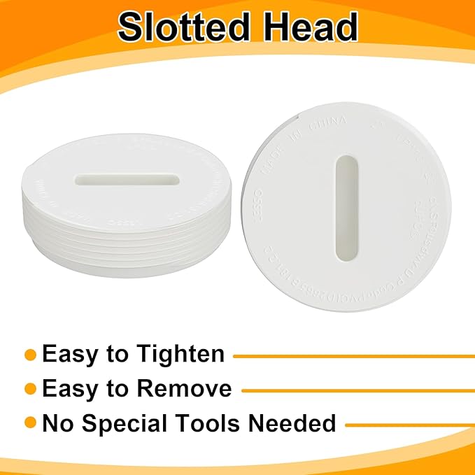 4 Pcs 2 Inch PVC DWV Pipe Fitting Flush Cleanout Plug Compatible with P110 Series NPT Male Threaded Connector PVC Plumbing Adapter for Plumbing Water Line Drainage Piping Waste Vent System