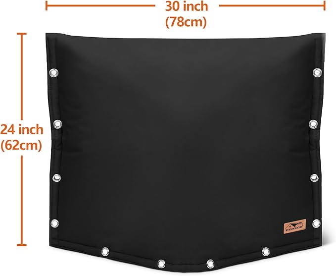 Backflow Preventer Insulation Cover - 3 Way Opening Pipe Insulation Cover for Irrigation Valve, Sprinkler Cover for Outside - Winter Freeze Protection Backflow Cover - 30" W x 24" H, Black