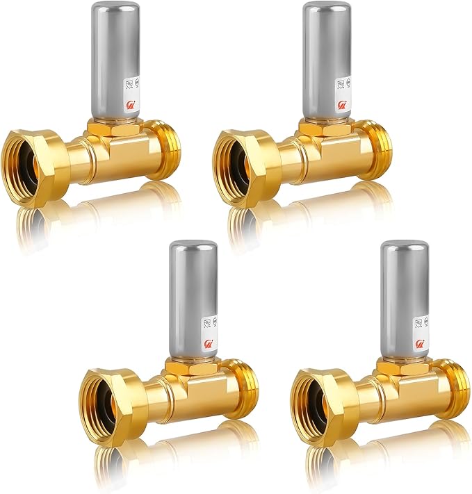 Water Hammer Arrestor for Washing Machine, 3/4 Inch Swivel FHT x 3/4 Inch MHT, Stainless Steel Straight Hammer Arrestor, Fittings of Metal for Pipes Applicable for Garden Hose and Plumbing(Pack of 4)