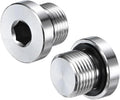 2-Pack Inner Hex Head Pipe Fitting Plug, 3/8 NPT 304 Stainless Steel Socket Bung Plug with Sealing Ring for Terminate Pipe Ends/Replacement Drains