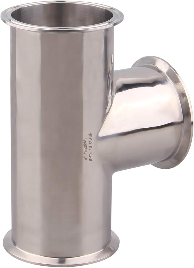 DERNORD Clamp Tee 3 Way Stainless Steel 304 Sanitary Fitting Fits 4" Ferrule Tri-clamp (Pipe OD 102mm)