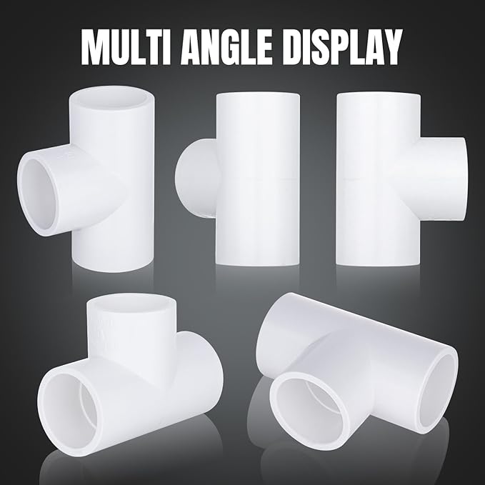 20-Packs 1/2 inch Tee PVC Fitting 3 Way Furniture Grade Pipe Elbow Connector for DIY PVC Shelf Greenhouse Pipe Fittings