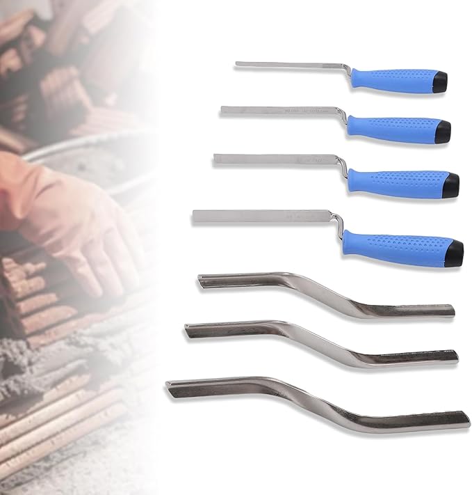 Fockety 7PCS Masonry Trowel Set, Stainless Steel Brick Trowel and Double End Corner Trowel Kit with Tool Bag for Tile Grouting Pointing Repair Construction