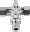(Pack of 20) EFIELD 1/4-Turn Stop Tee Compression Stop Valve, 3/8" OD x 3/8" OD x 3/8" Com OD, Chrome Plated Brass, UPC Certified,(VALVE465-20PCS)