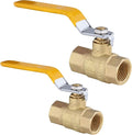 3/4" Heavy Duty Full Port Brass Ball Valve,600 WOG FNPT FIP Threaded Valve for Compressed Air, Water, Plumbing or Oil(2 Pack,Yellow Handle)(VALVE228-2Pack)