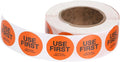 PATIKIL 500 Pcs USE First Stickers, 1 inch Round Use First Stickers Food Service Circle Inventory Control Adhesive Labels for Food Service Kitchen Restaurants Retail Storage Date, Orange
